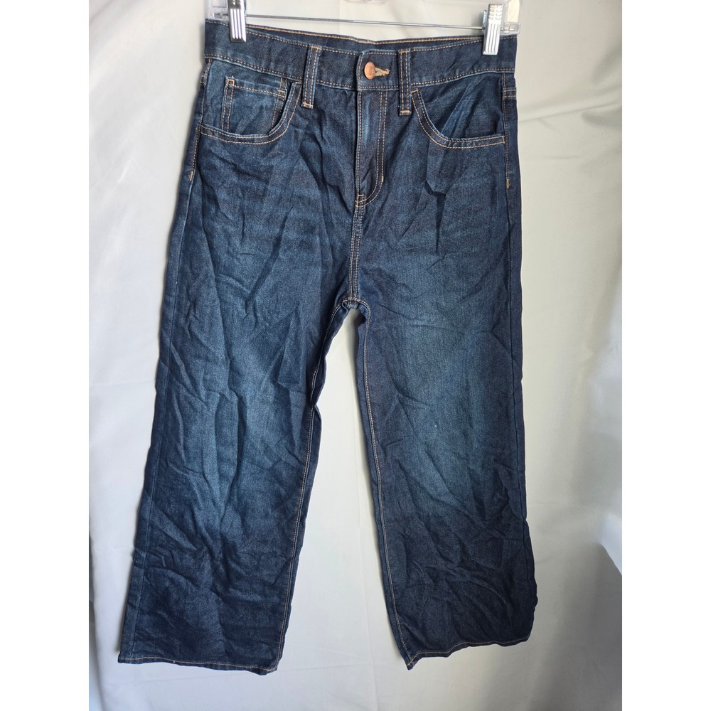 Old Navy Baggy Wide Leg Jeans Girls Blue Dark Wash Baggy High Rise